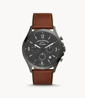 Fossil Men’s Chronograph Quartz Leather Strap Gray Dial 46mm Watch FS5815