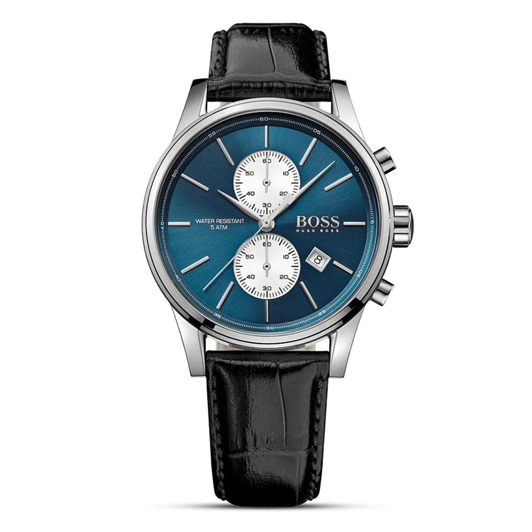Hugo Boss Men’s Chronograph Leather Strap Blue Dial 41mm Watch 1513283