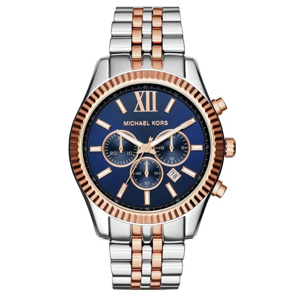 Michael Kors Men’s Quartz Lexington Chronograph Two-tone Stainless Steel Blue Dial 45mm Watch MK8412