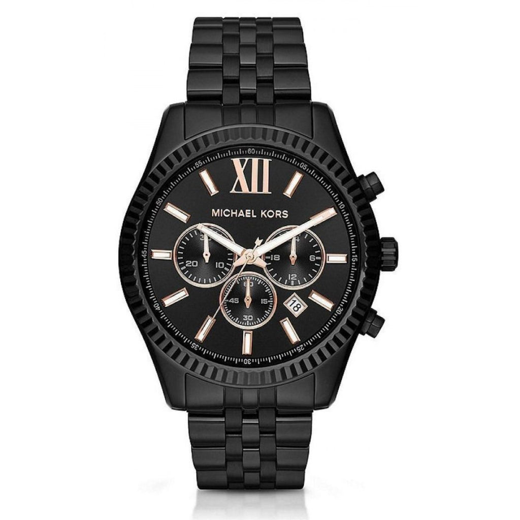 Michael Kors Men’s Lexington Chronograph Stainless Steel Black Dial 45mm Watch MK8467