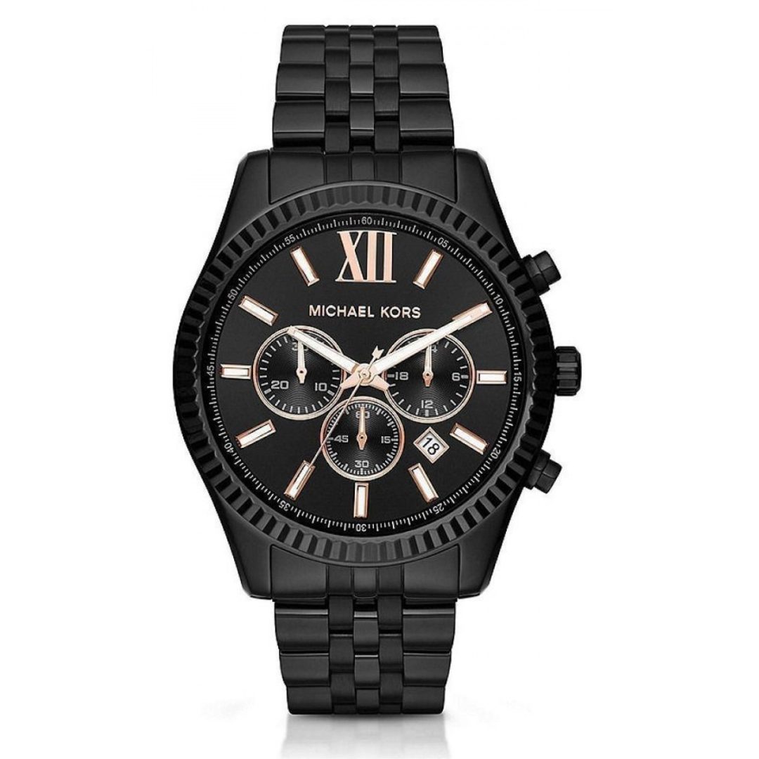 Michael Kors Men’s Lexington Chronograph Stainless Steel Black Dial 45mm Watch MK8467