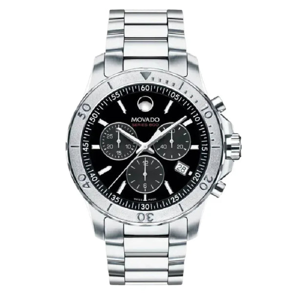 Movado Men’s Swiss Made Quartz Silver Stainless Steel Black Dial 42mm Watch 2600110