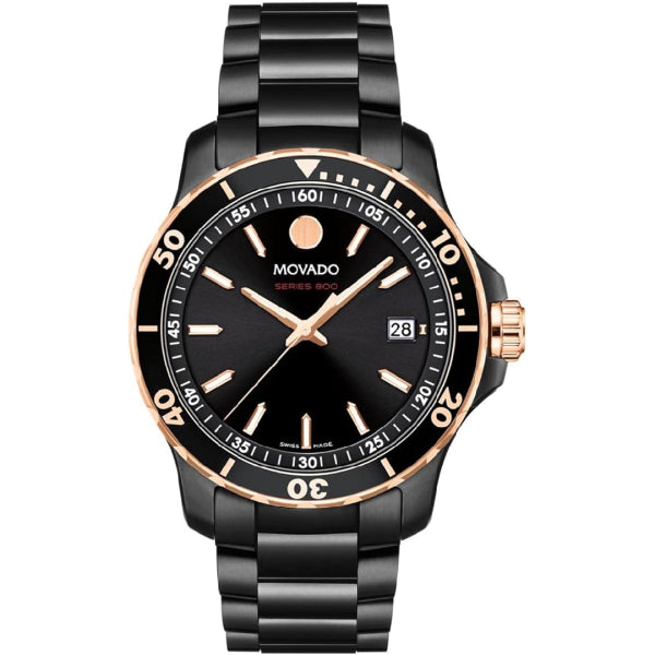 Movado Men’s Swiss Made Quartz Stainless Steel Black Dial 40mm Watch 2600162