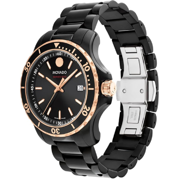 Movado Men’s Swiss Made Quartz Stainless Steel Black Dial 40mm Watch 2600162