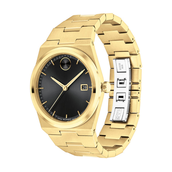 Movado Men’s Quartz Swiss Made Gold Stainless Steel Black Dial 40mm Watch 3601223