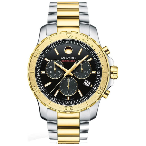 Movado Men’s Swiss Made Quartz Two-tone Stainless Steel Black Dial 42mm Watch 2600138