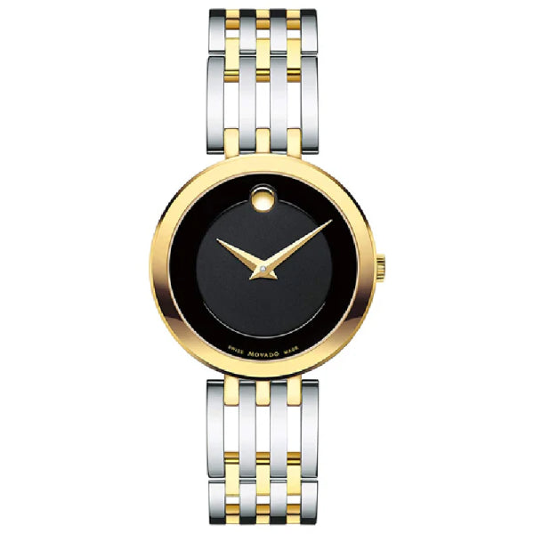 Movado Women’s Quartz Swiss Made Two-tone Stainless Steel Black Dial 28mm Watch 607053