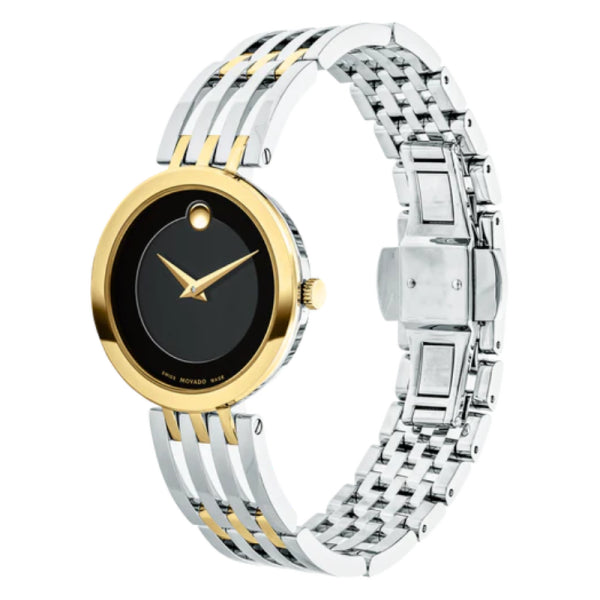 Movado Women’s Quartz Swiss Made Two-tone Stainless Steel Black Dial 28mm Watch 607053