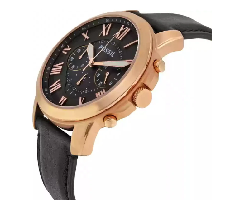 Fossil Men’s Quartz Black Leather Strap Grey Dial 44mm Watch FS5085