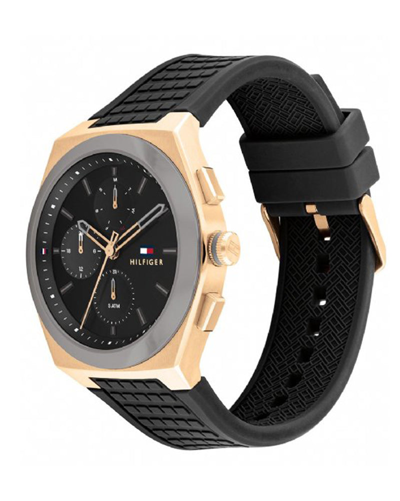 Tommy Hilfiger Men’s Quartz Black Silicone Strap Grey Dial 44mm Watch 1791931