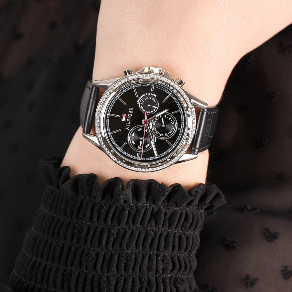 Tommy Hilfiger Women’s Quartz Leather Strap Black Dial 39mm Watch 1781981