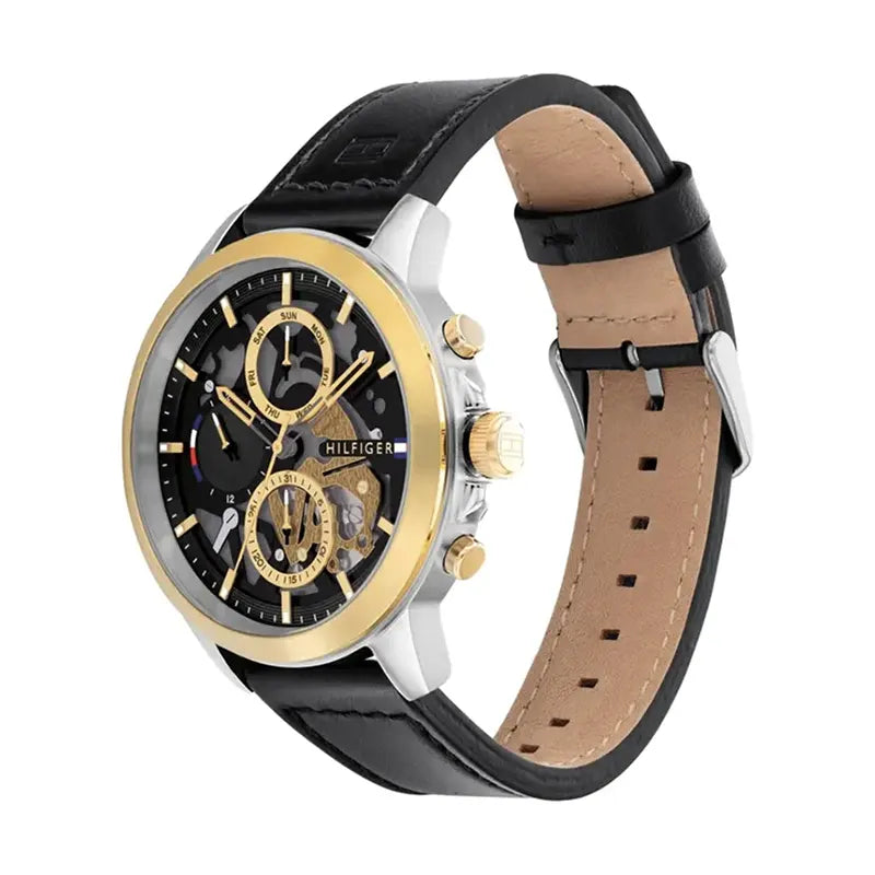 Tommy Hilfiger Men’s Quartz Black Leather Strap Black Dial 44mm Watch 1710474