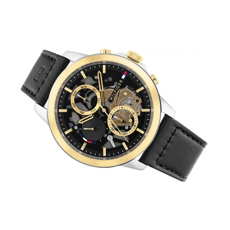 Tommy Hilfiger Men’s Quartz Black Leather Strap Black Dial 44mm Watch 1710474