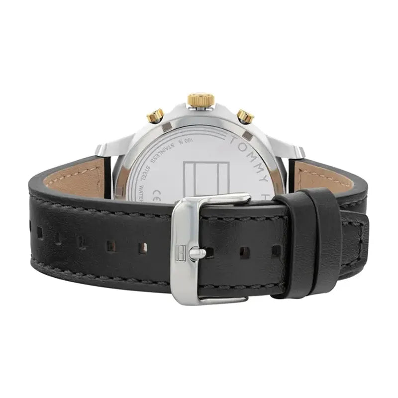Tommy Hilfiger Men’s Quartz Black Leather Strap Black Dial 44mm Watch 1710474