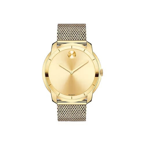 Movado Men’s Quartz Swiss Made Stainless Steel Gold Dial 44mm Watch 3600373