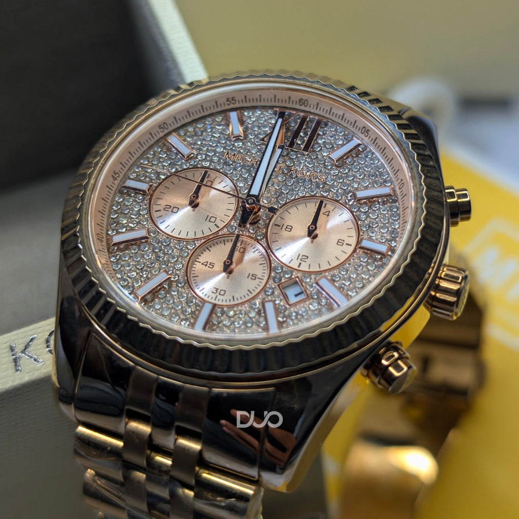 Michael Kors Men’s Analog Quartz Lexington Chronograph Stainless Steel Rose Gold Dial 44mm Watch MK8580