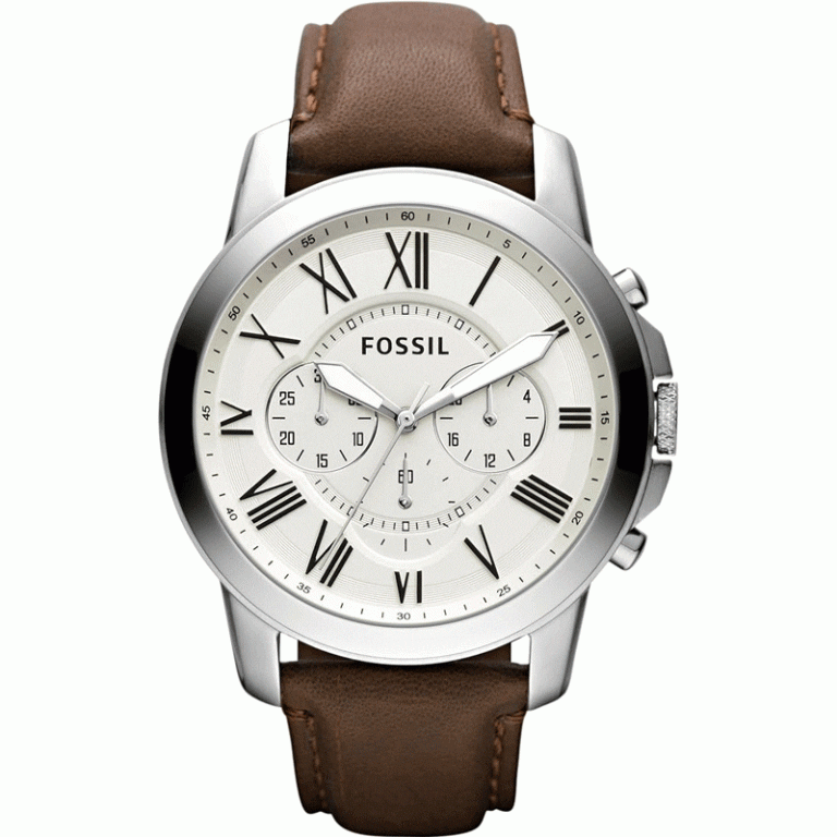Fossil Men’s Quartz Brown Leather Strap Cream Dial 44mm Watch FS4735