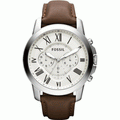 Fossil Men’s Quartz Brown Leather Strap Cream Dial 44mm Watch FS4735