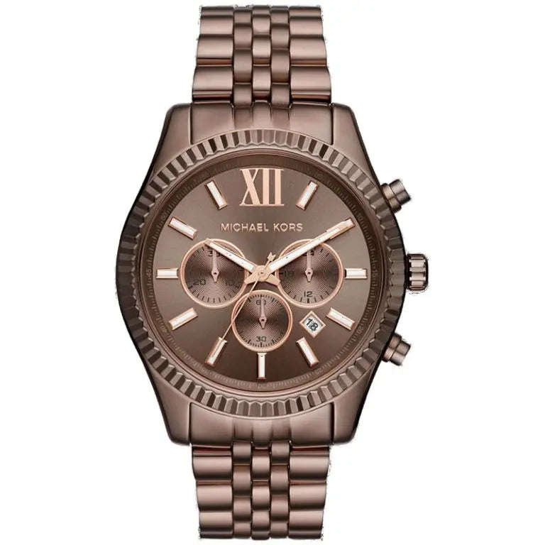 Michael Kors Lexington Chronograph Brown Dial Brown stainless steel Watch For Men - MK8522