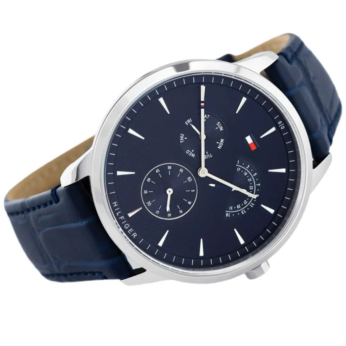 Tommy Hilfiger Men’s Quartz Leather Strap Blue Dial 44mm Watch 1710387