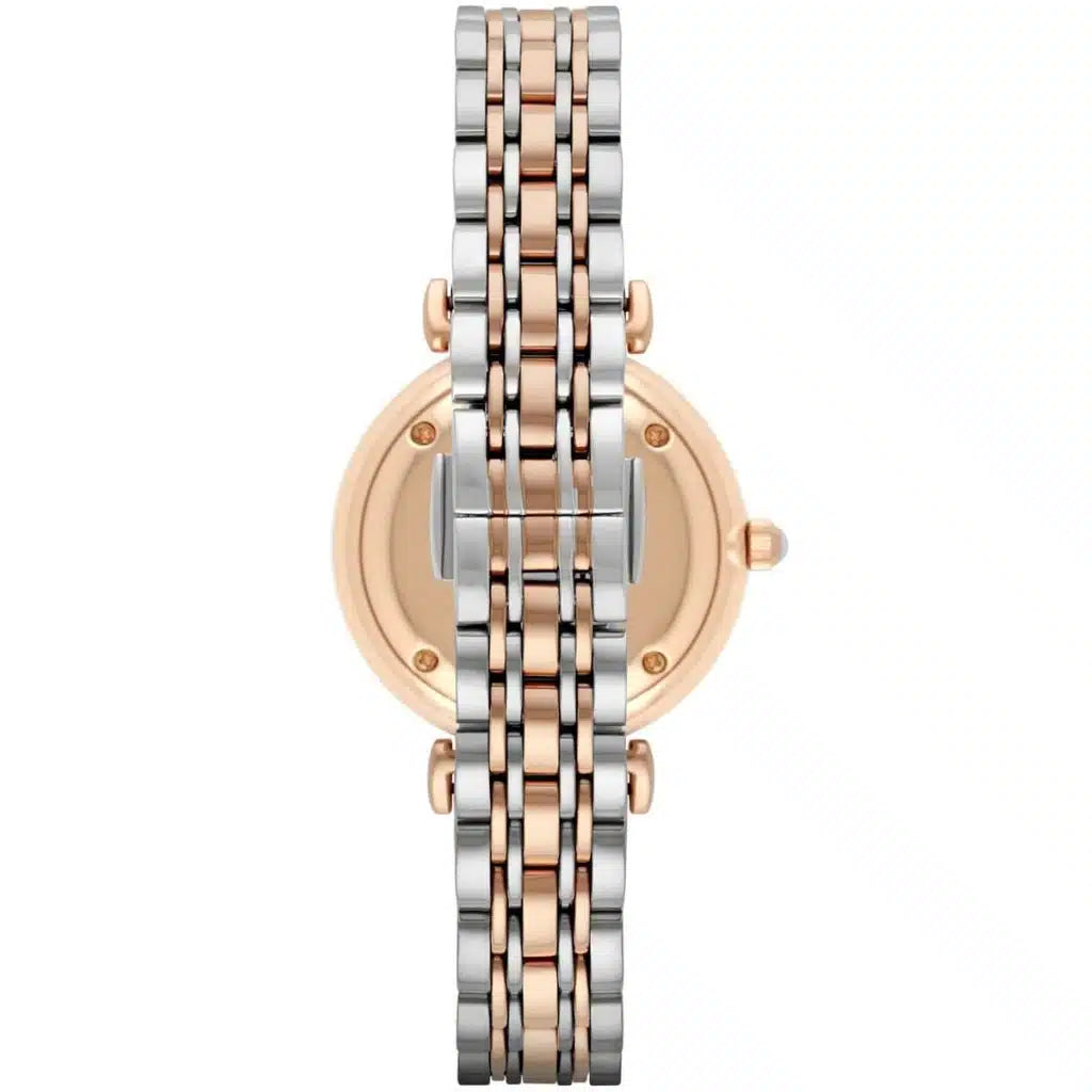 EMPORIO ARMANI Retro Two-tone Stainless Steel White Dial Quartz Watch for Women- EMPORIO ARMANI AR1926