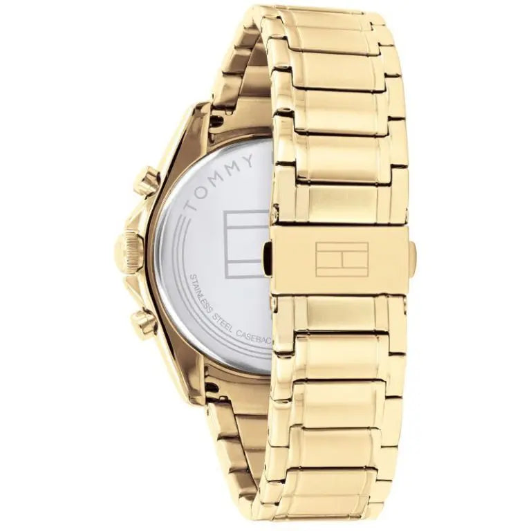 Tommy Hilfiger Men’s Quartz Gold Stainless Steel Blue Bezel Blue Dial 44mm Watch 1791834
