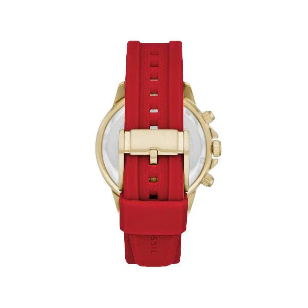 Fossil Men’s Quartz Red Silicone Strap Black Dial 45mm Watch BQ2499