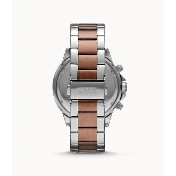 Fossil Men’s Chronograph Two-tone Stainless Steel Silver Brown Dial 45mm Watch BQ2502