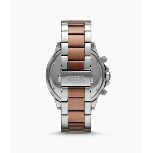Fossil Men’s Chronograph Two-tone Stainless Steel Silver Brown Dial 45mm Watch BQ2502