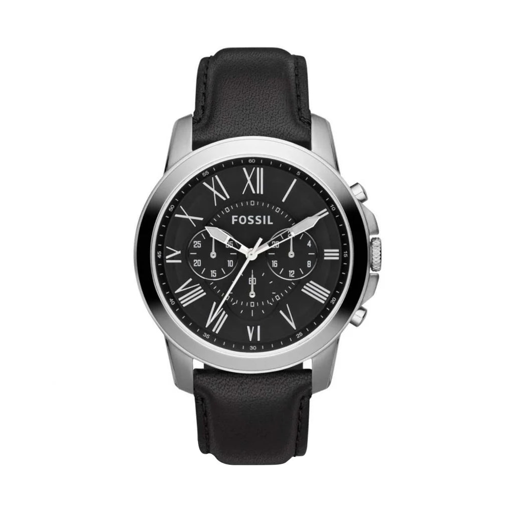 Fossil Men’s Chronograph Quartz Leather Strap Black Dial 44mm Watch FS4812