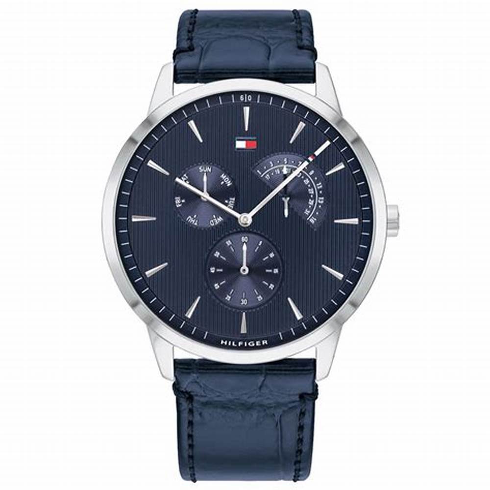 Tommy Hilfiger Men’s Quartz Leather Strap Blue Dial 44mm Watch 1710387
