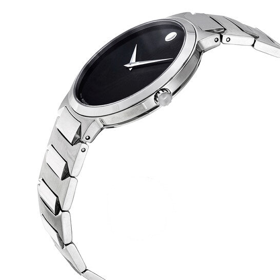 Movado Men’s Swiss Made Quartz Silver Stainless Steel Black Dial 38mm Watch 0607292