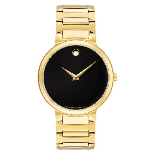 Movado Men’s Swiss Made Quartz Gold Stainless Steel Black Dial 38mm Watch 607294