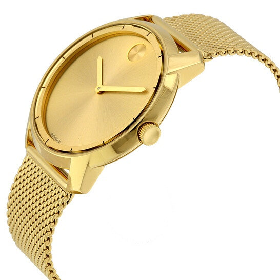 Movado Men’s Quartz Swiss Made Stainless Steel Gold Dial 44mm Watch 3600373