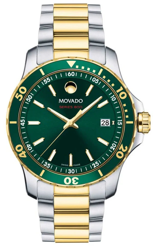 Movado Men’s Swiss Made Quartz Stainless Steel Green Dial 40mm Watch 2600147