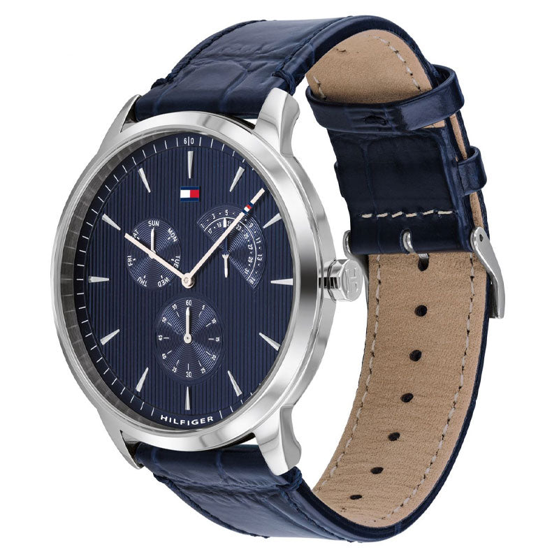 Tommy Hilfiger Men’s Quartz Leather Strap Blue Dial 44mm Watch 1710387