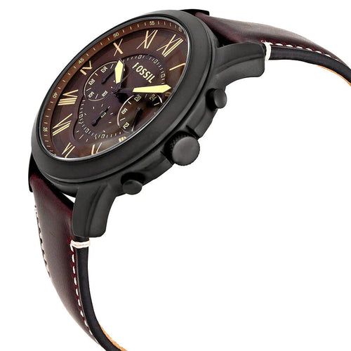 Fossil Men’s Chronograph Quartz Leather Strap Brown Dial 44mm Watch FS5088