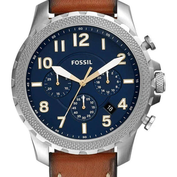 Fossil Men’s Quartz Leather Strap Blue Dial 46mm Watch FS5602
