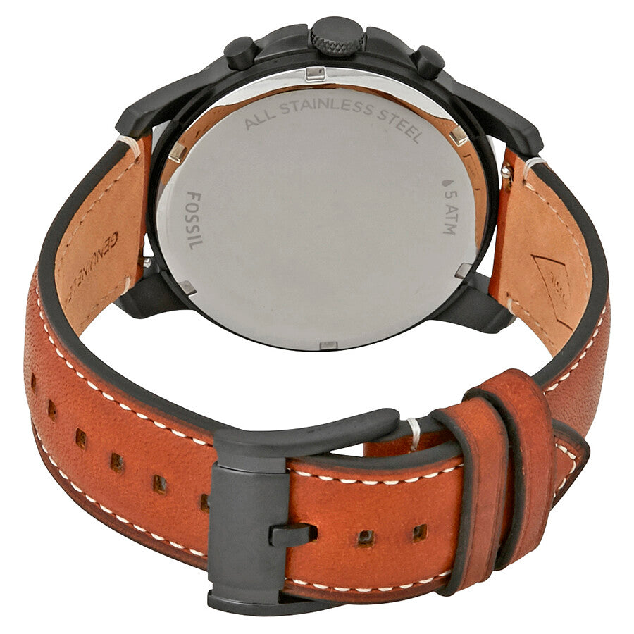 Fossil Men’s Quartz Brown Leather Strap Black Dial 44mm Watch FS5241