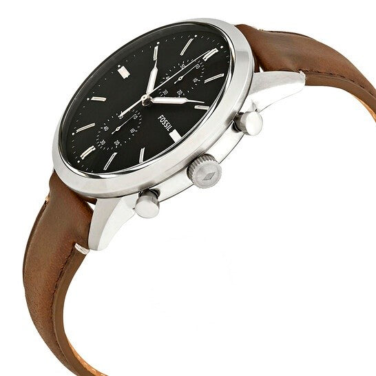 Fossil Men’s Chronograph Quartz Leather Strap Black Dial 44mm Watch FS5280