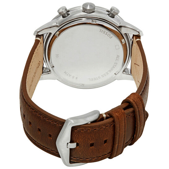 Fossil Men’s Chronograph Quartz Leather Strap Cream Dial 44mm Watch FS5350
