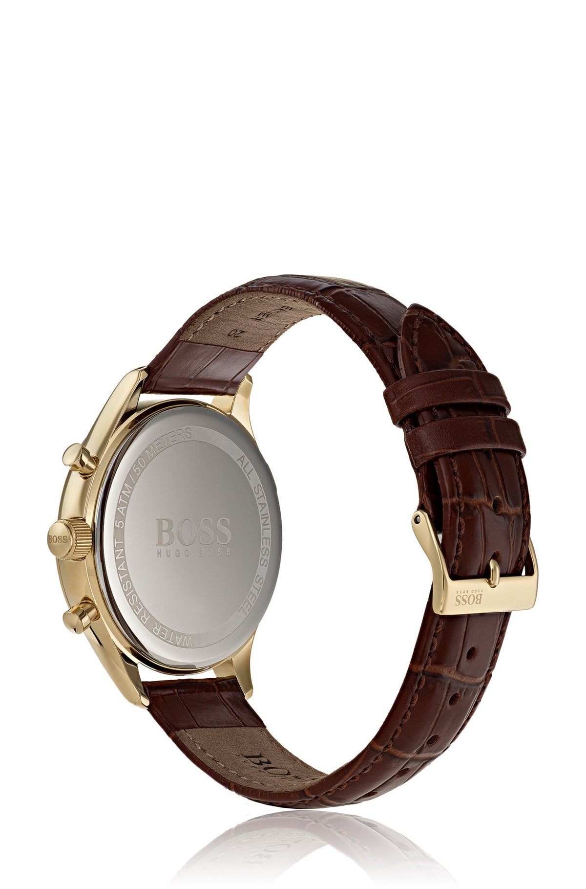 HUGO BOSS Men’s Quartz Leather Strap White Dial 44mm Watch 151317