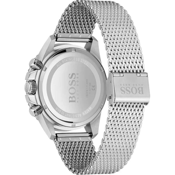 Hugo Boss Men’s Quartz Silver Stainless Steel Black Dial 45mm Watch 1513904