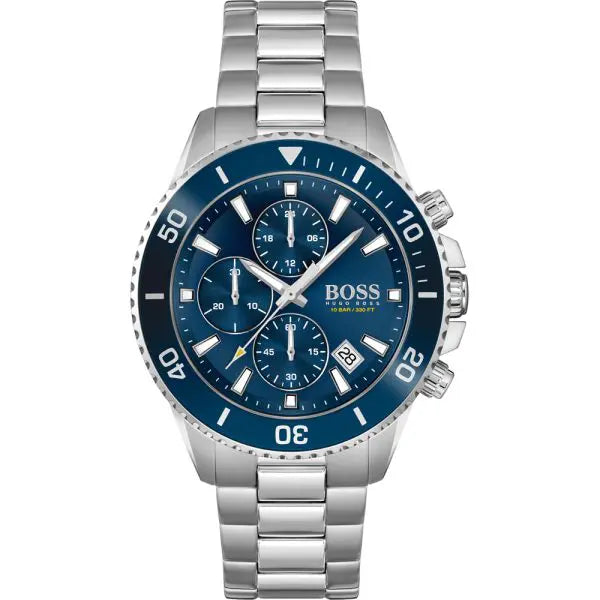 Hugo Boss Men’s Quartz Silver Stainless Steel Blue Dial 46mm Watch 1513907