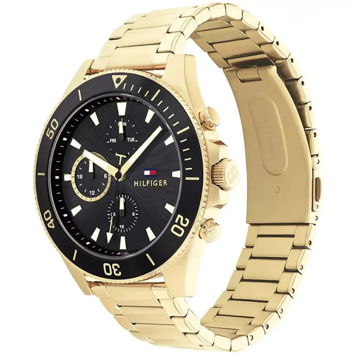 Tommy Hilfiger Men’s Quartz Gold Stainless Steel Black Dial 46mm Watch 1791919
