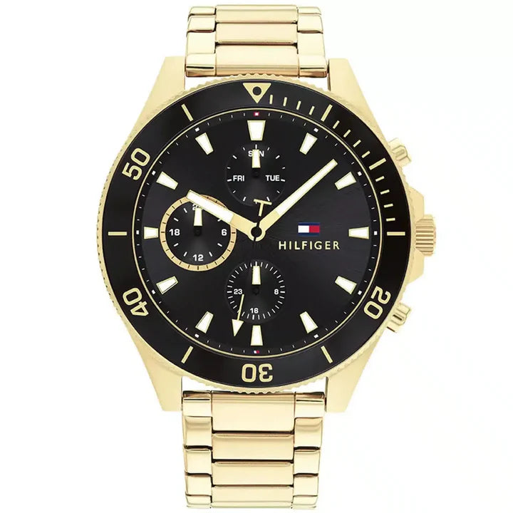 Tommy Hilfiger Men’s Quartz Gold Stainless Steel Black Dial 46mm Watch 1791919