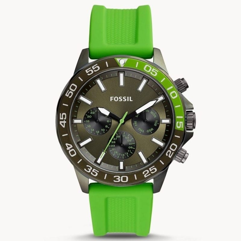 Fossil Men’s Quartz Green Silicone Strap Green Dial 45mm Watch BQ2501