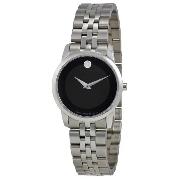 Movado Women’s Quartz Swiss Made Stainless Steel Black Dial 28mm Watch 606505