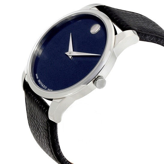 Movado Men’s Quartz Swiss Made Leather Strap Blue Dial 40mm Watch 607013
