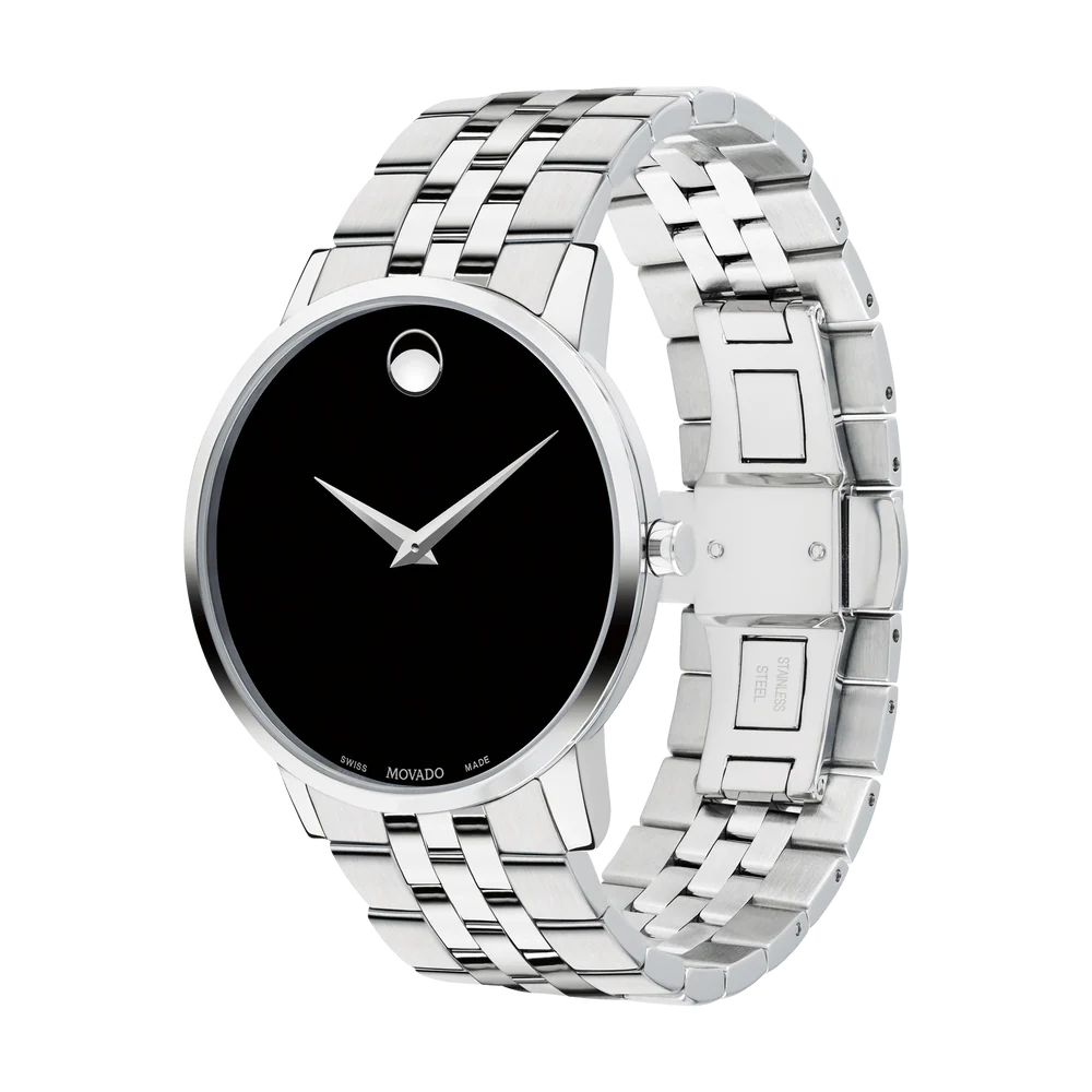 Movado Men’s Swiss Made Quartz Stainless Steel Black Dial 40mm Watch 606504